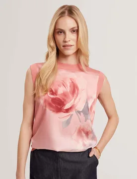 Pure Cotton Floral Knitted Vest Coral female - Ted baker - FashionsVida