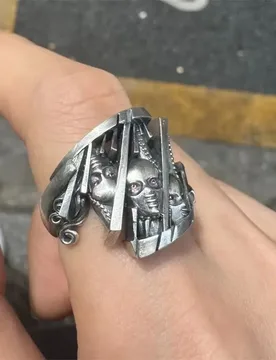 Gothic Personality Human Face Open Ring, D4C Steel Ball Run Valentine Ring Unisex Hip Hop Rock Trendy Accessories - Aliexpress - FashionsVida