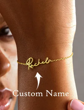 Pulsera con nombre personalizado, joyería de estilo delicado escrito a mano, pulsera personalizada escrita a mano, regalo de estilo minimalista para - Shein - FashionsVida