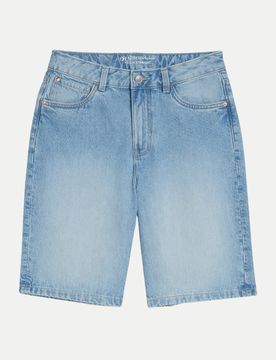Kurze Jeanshose mit hohem Bund Blau S