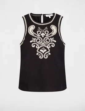 Top de mujer bordado sin mangas - Morgan - FashionsVida