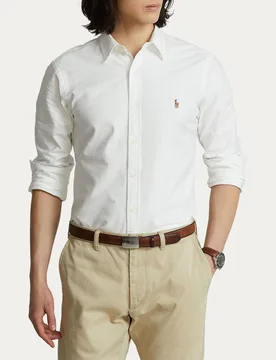 Camicia slim Polo bianca in Oxford con colletto button-down e logo ricamato sul petto - Ralph Lauren - FashionsVida