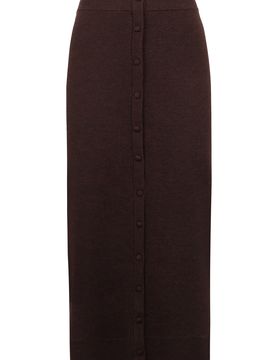 Midi Skirt in Merino Wool Blend Knit with Buttons on the Front
