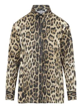 Camicia con stampa giaguaro