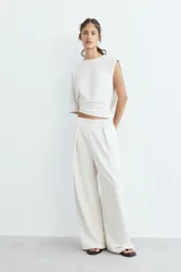 Soft Touch Wide-Leg Darted Trousers (Size: )