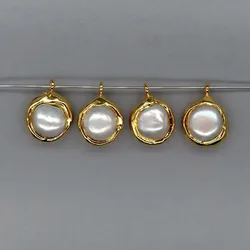 Wholesale 10 PCS Freshwater Cultured White Pearl Pendant Charm Metal Bezel