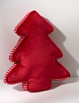 Deko-Kissen in Tannenbaumform rot