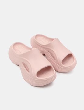 Ciabatte in schiuma con platforma - rosa pastello