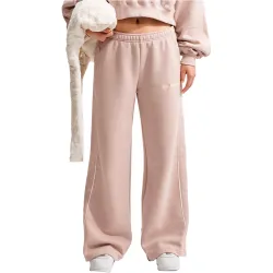 W nk stdo flc mw mr scallop wl pantalón mujer Beige (S)