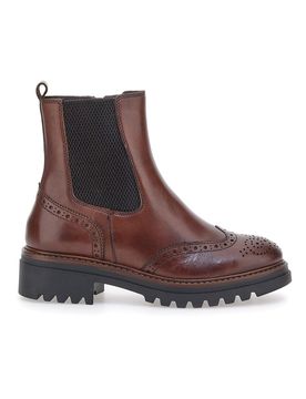 Stivaletti Marroni Chelsea in Vera Pelle 682 36