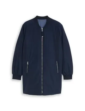 Reversible bomber collar coat female