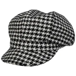 Houndstooth Newsboy Cap by Alfonso DEste - black-white - Damen - Size: One Size