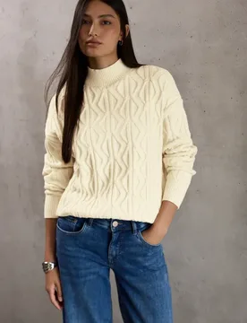Street One Pullover mit Strickmuster female Beige - Street One Studio - FashionsVida