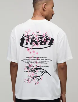 Herren Weißes Übergroßes Blüten-Print Oberteil White Größe Medium - boohooMAN - FashionsVida
