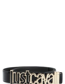 Patent Leather Belt with Gold-tone Buckle, 3 cm Height