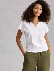 Pure Cotton Embroidered T-Shirt White female