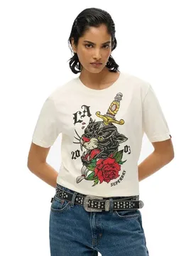 T-shirt à Manches Courtes Neo Trad Tattoo Relaxed Off White Slub XL - Superdry - FashionsVida