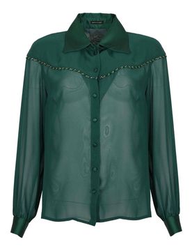 Camicia In Georgette Con Ricamo Gioiello