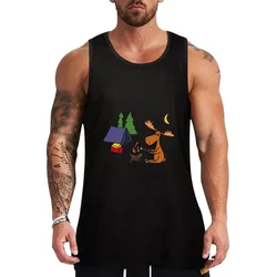 Cool Funky Moose Camping Tank Top Flexible Tank Top Stretch Fabric Casual Sleeveless