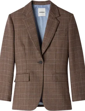 Chaqueta sastre de mujer entallada de cuadros 100% lana - sandro - FashionsVida