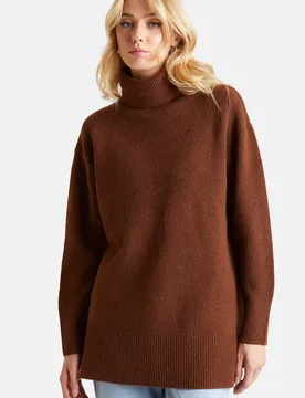 Roll Neck Jumper - Brown - Size: L - Urban Bliss - FashionsVida