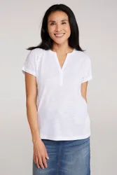 Women's 'Skye' Lightweight Breathable Short Sleeve Casual V-Neck Slub T-Shirt in White Size: 12 - White - Size: 12