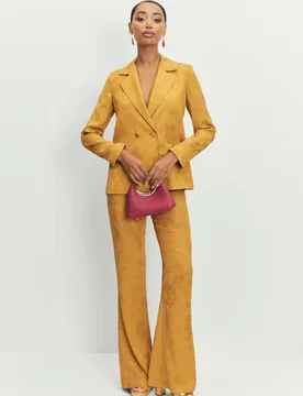 Pantalones de vestir de mujer en jacquard corte flare - MIPHAI - FashionsVida