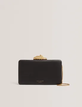 Leaf Detail Chain Strap Clutch Bag Black female - Ted baker - FashionsVida