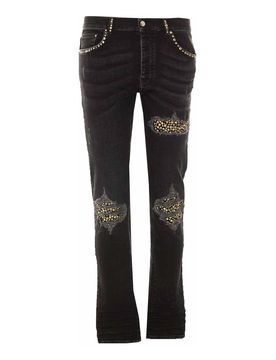 Jeans mx1 vintage neri con borchie