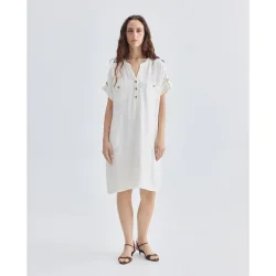 Vestido liso de manga corta