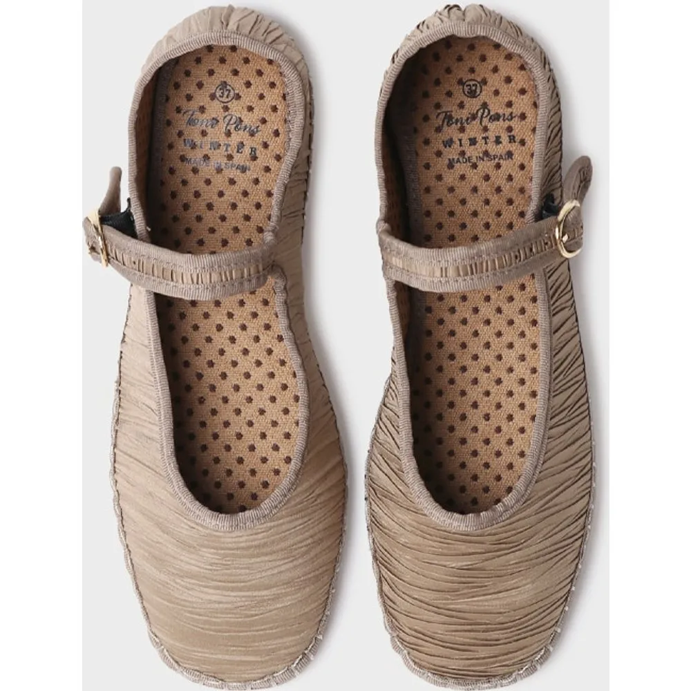Merceditas planas de tejido plisado de mujer - Toni Pons - FashionsVida