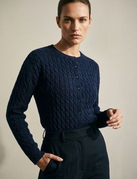 Cardigan con motivo decorativo lavorato a maglia - blu scuro
