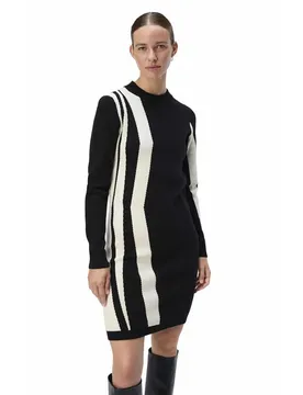 Robe à Manches Longues Ray Black / Pattern Sandshell Vertical Stripes XS