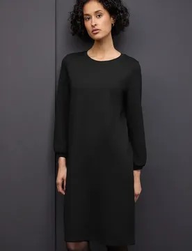 Jersey-Kleid in Unifarbe female Schwarz - Street One - FashionsVida