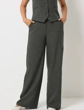 Women's Tall Brushed Tailored Wide Leg Trousers in Grey Size: 12XL - Grey - Size: 12XL - Long tall sally - FashionsVida