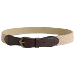 Ceinture Ethnic Fabric Leather Beige 100 cm