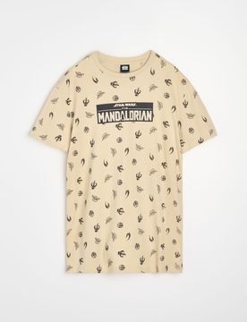 T-shirt in cotone con stampa The Mandalorian - nude