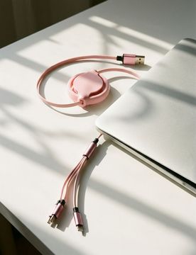 Cavo di ricarica retrattile 3in1 - rosa