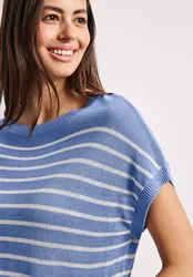 Pullover mit Boatneck und Streifen female Blau