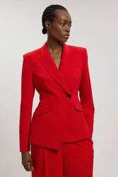Compact Viscose Single Breasted Tailored Blazer - Red - Size: 12