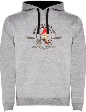 Felpa Con Cappuccio Tiny Holiday Two-colour Heather Grey / Black - Kruskis - FashionsVida