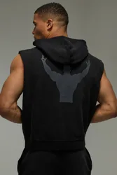 Herren One More Rep Gewaschener Ärmelloser Kapuzenpullover Black Größe XS