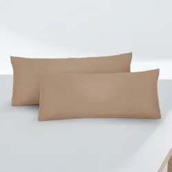 Feinjersey-Kopfkissenbezug Doppelpack macchiato, 2x 40x80 cm