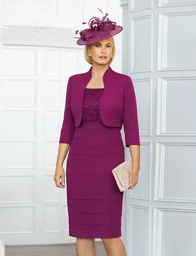 Customized Elegant Pleat Mother Of The Bridegroom Dresses For Woman With Sleeves Knee Length Purple Mom Wedding Gown Robe De Sor - Aliexpress - FashionsVida