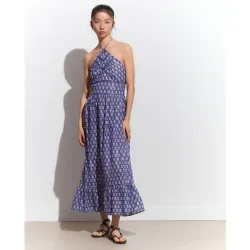 Vestido largo halter print