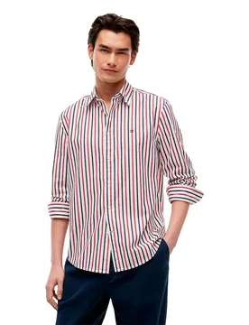 Camicia A Maniche Lunghe Mw0mw3315 Red / White / Blue Stripe S