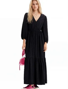 Robe longue texturée BLACK S female - Desigual - FashionsVida