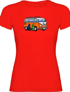 T-shirt à Manches Courtes Hippie Van Wakeboard Red S