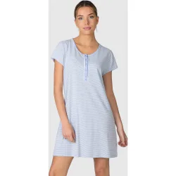 Camisón corto de mujer de manga corta con ribete a contraste