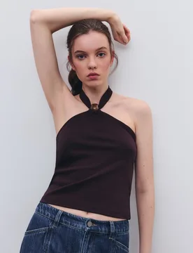 Camiseta de mujer sin mangas con cuello halter - Tintoretto - FashionsVida